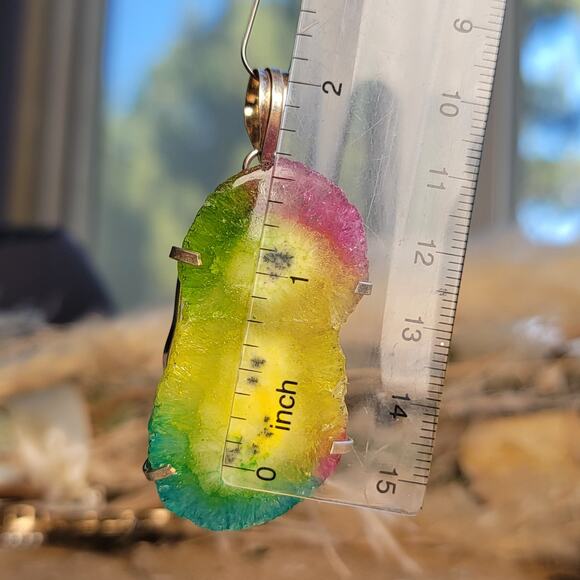 Vibrant Rainbow Solar Quartz Pendant – Nature’s Beauty in Sterling Silver - Picture 4 of 10